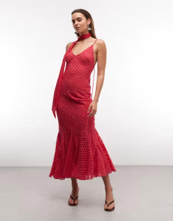 エイソス レディース トップス 衣装 ASOS DESIGN bias plunge cami dress with full godets and scarf detail インチ magenta マゼンタ