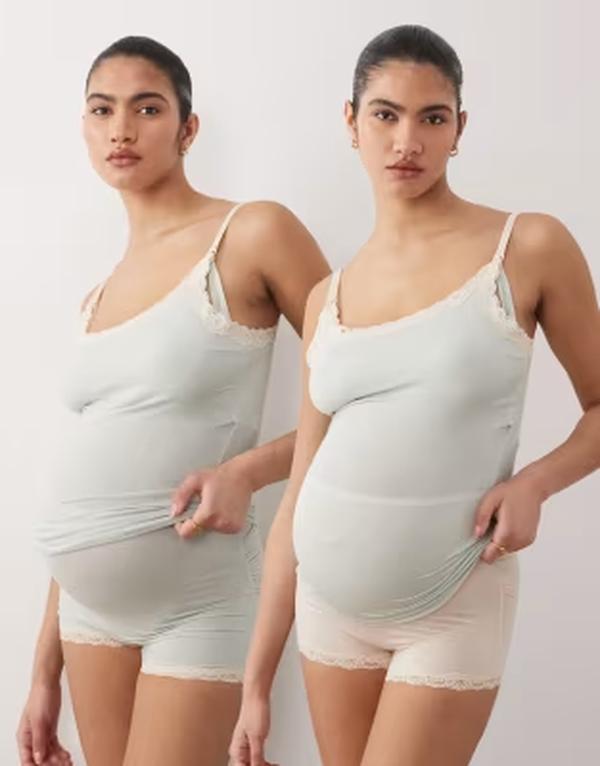 リンデックス レディース アンダー御召しもの ブリーフズボン下 マタニティ Lindex Maternity 2 pack super soft briefs インチ peach/teal ティール