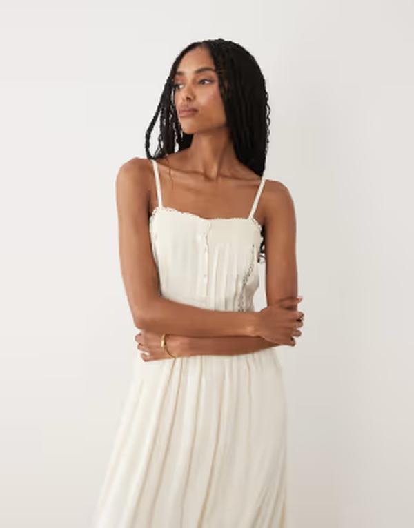 ミスセルフフリッジ レディース トップス ワンピース レース マキシ Misselfridge lace insert maxi dress IVORY アイボリー｜ReVida 店