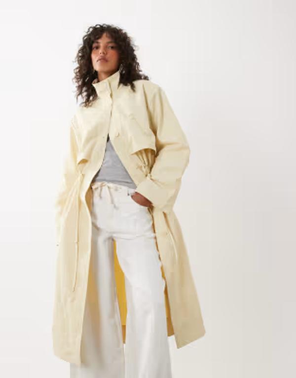 ノーバディーズ チャイルド レディース アウター ジャケット・ブルゾン スタンドネック パーカー Nobody's Child funnel neck longline drawstring parka jacket in yellow イエロー｜ReVida 店 49,080円