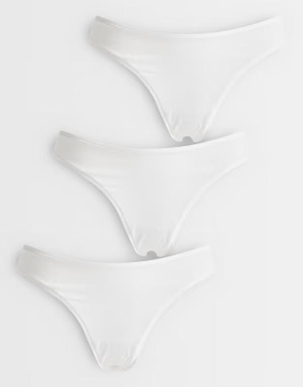 エイソス レディース アンダー御召しもの ブリーフズボン下 綿織物 ASOS DESIGN 3 pack cotton thong WHITE 白いこと