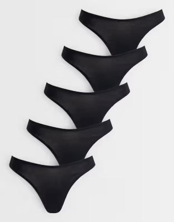 エイソス レディース アンダー御召しもの ブリーフズボン下 ASOS DESIGN 5 pack thong Black 黒いこと