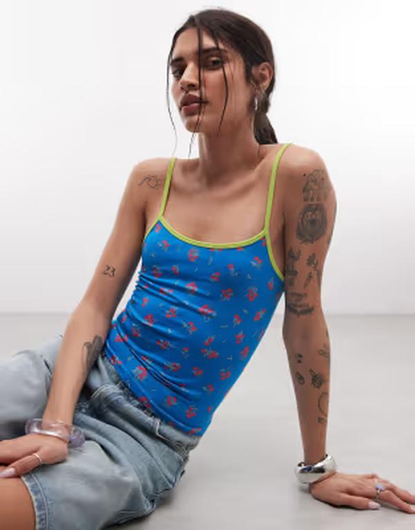エイソス レディース トップス プルオーバー 御花柄 刷り上げる 御花 ASOS DESIGN seamless floral print cami top Asample 青碧