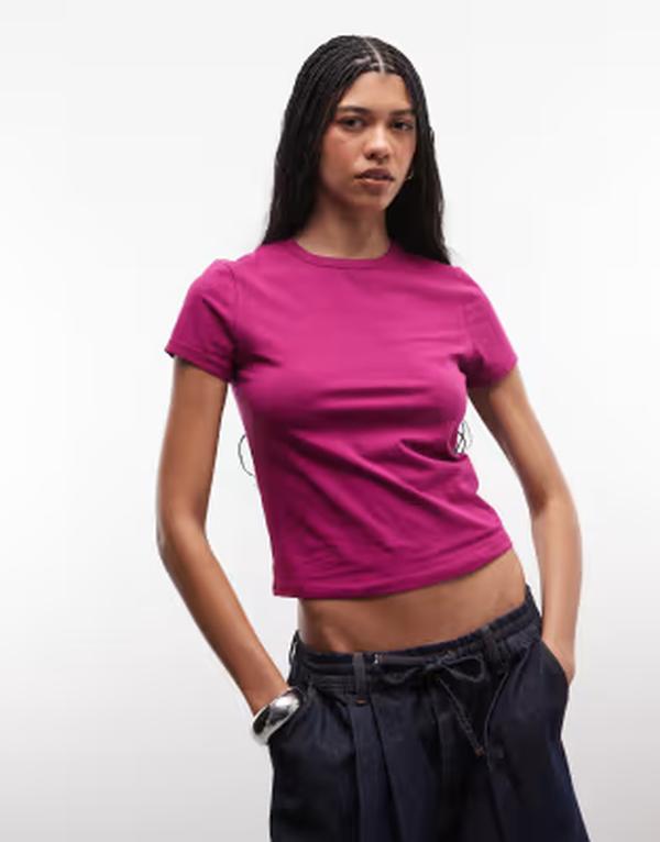 コルージョン レディース トップス ティーシャツ COLLUSION baby tee Fuschia フューシャ