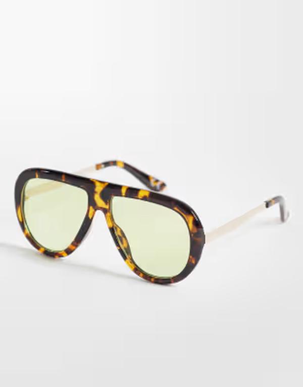 エイソス レディース 付属物 サングラス・アイウェア ASOS DESIGN metal temple aviator インチ tort with light green lens Tort 緑であること