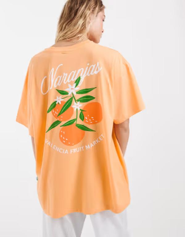 ヴェロモーダ レディース トップス ティーシャツ グラフィック Vero Moda valencia oranges oversized graphic T-shirt インチ peach 桃