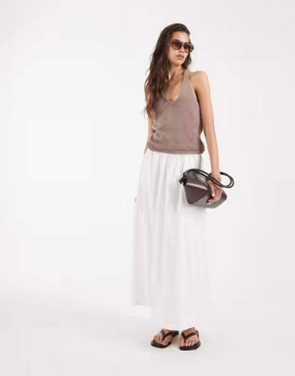 ベロモーダ レディース 下つ方スコート MIDI Vero Moda Tall pull on full circle MIDI skirt Snowhite 白いこと