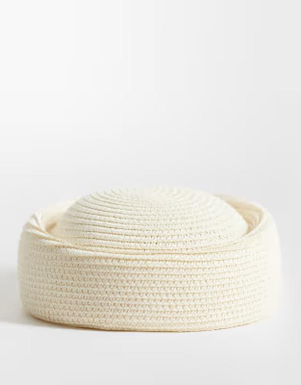 エイソス レディース 付属物 鳥打ち帽 ASOS DESIGN straw pillbox hat WHITE 白いこと