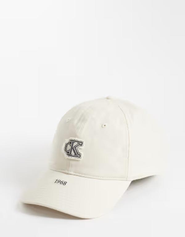 カルバンクライン メンズ 付属物 鳥打ち帽 旗がしら ロゴタイプ デニム Calvin Klein Jeans canvas cap with frayed logo インチ cream Bone White 白いこと