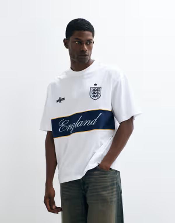 エイソス メンズ トップス プルオーバー 刷り上げる ASOS DESIGN oversized tee with FA World cup England print WHITE 白いこと