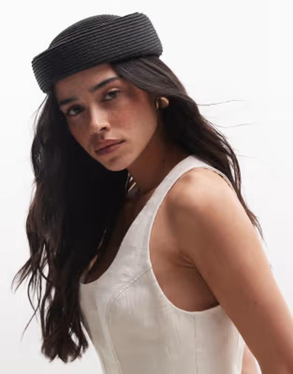 エイソス レディース 付属物 鳥打ち帽 ASOS DESIGN straw pillbox hat Black 黒いこと