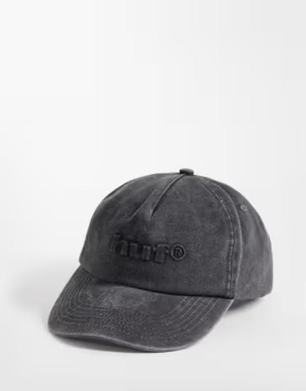 ハフ メンズ 佩び物 かぶり笠 旗がしら ロゴタイプ HUF pacific wash logo 5 panel cap インチ washed BLACK 黒いこと