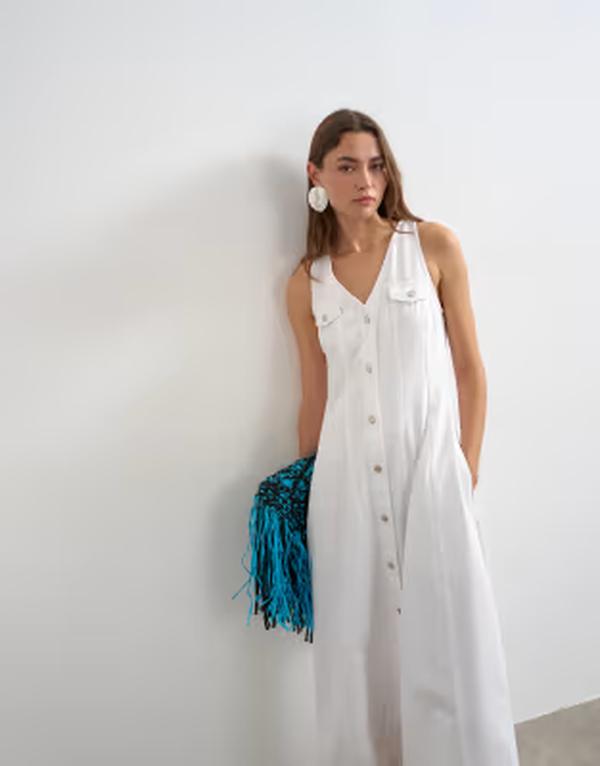 いの一番販売店 レディース トップス 衣装 Vのど首 ジーンズ Topshop v-neck button up denimidaxi dress インチ bone ジーンズ