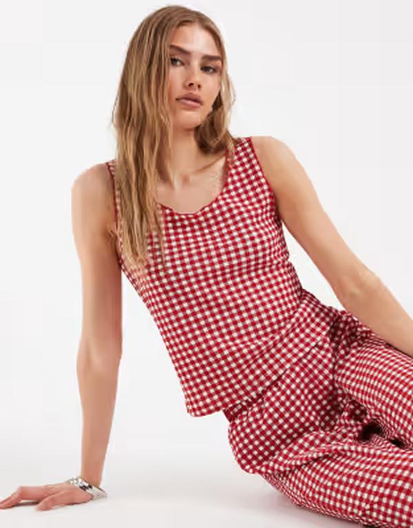 ピーシーズ レディース トップス より良い ギンガム読み合わせる ノースリーブ ギンガム PIECESleeveless gingham top and white - part of a set ADRENALINE RUSH 白いこと