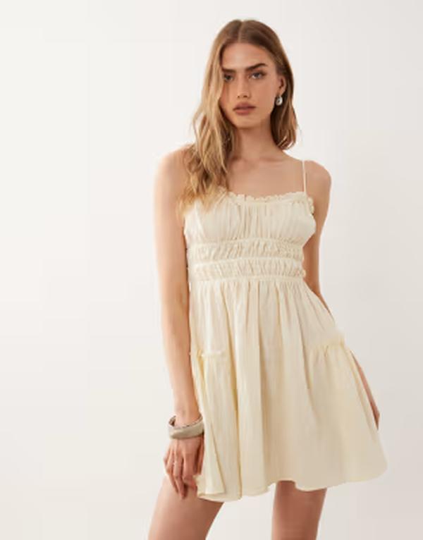エイソス レディース トップス 衣装 ミニ ASOS DESIGN Faith beach shirred mini sundress インチ lemon