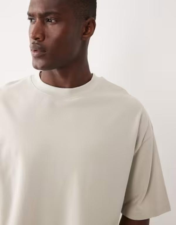 エイソス メンズ トップス ティーシャツ ASOS DESIGN oversized t-shirt piqu Pelican ベージュ