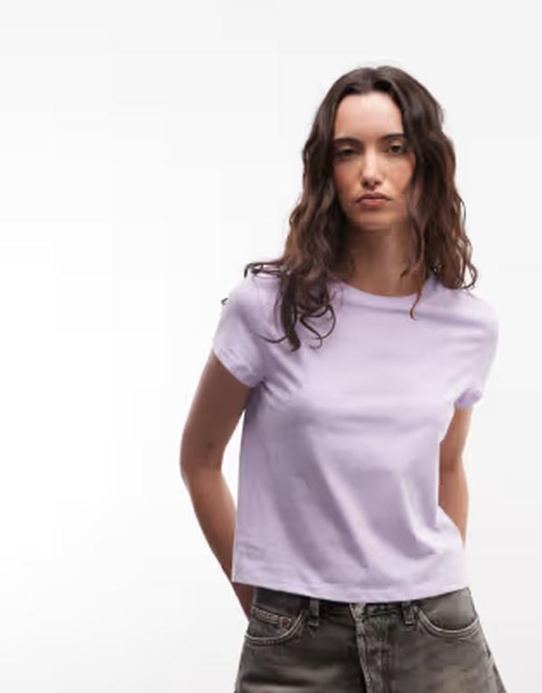 モンキ レディース トップス ティーシャツ Monki T-shirt インチ lilac 紫はしどい