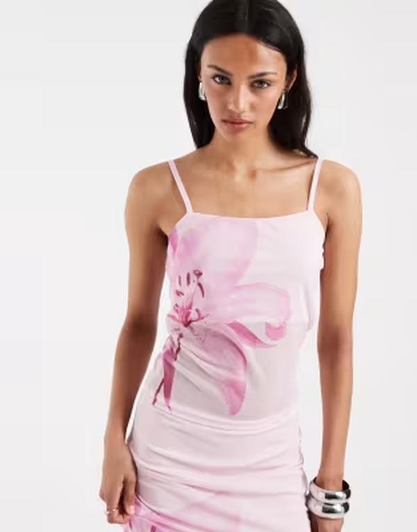 ピーシーズ レディース トップス ティーシャツ お花柄 刷り上げる メッシュ スピード競技 お花 PIECES overblown placement floral print mesh top インチ pastel pink - part of a set Roseate spoonbill サクラ色
