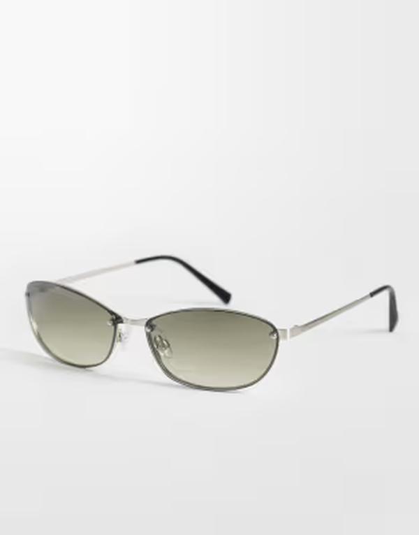 平日 レディース 付属物 サングラス・アイウェア Weekday rimless ovall sunglasses with green lense Green dark 緑であること