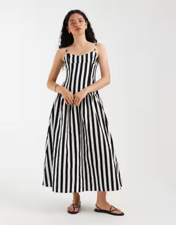 エイソス レディース トップス 衣装手押し車 ASOS DESIGN drop waist sundress with circle skirt インチ Black 黒いこと