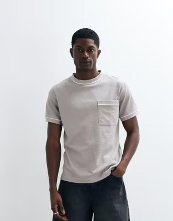 エイソス メンズ トップス ティーシャツ レギュラー相応う 対比 ASOS DESIGN regular fit-shirt with contrastitch インチ light green texture London fog 緑であること