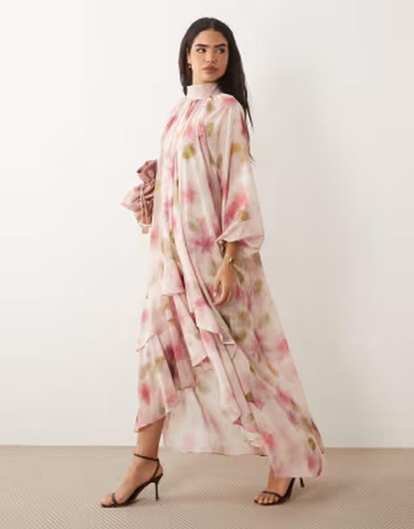 ティエフエヌシー レディース トップス 衣装 ティアード シフォン 御花柄 刷り上げる マキシ 御花 TFNChiffon maxi dress with tiered hem インチ floral print Floral Print