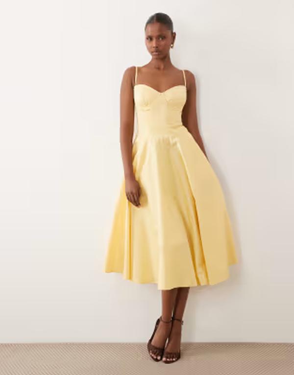 ティエフエヌシー レディース トップス 衣装 MIDI スコート 綿織物 TFNCotton cami cup detail full skirt MIDI dress インチ lemon