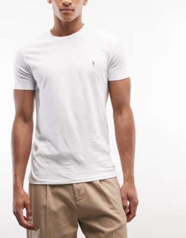 オールセインツ メンズ トップス Tシャツ ロゴ AllSaints Tonic 3 pack short sleeve logo T-shirt white and Gray/white/green ホワイト|ReVida 店
