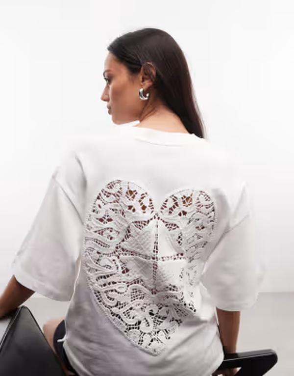 オールセインツ レディース トップス ティーシャツ スピード競技 AllSaints Esme Amelie short sleeve T-shirt with back lace detail Ecru white 白いこと