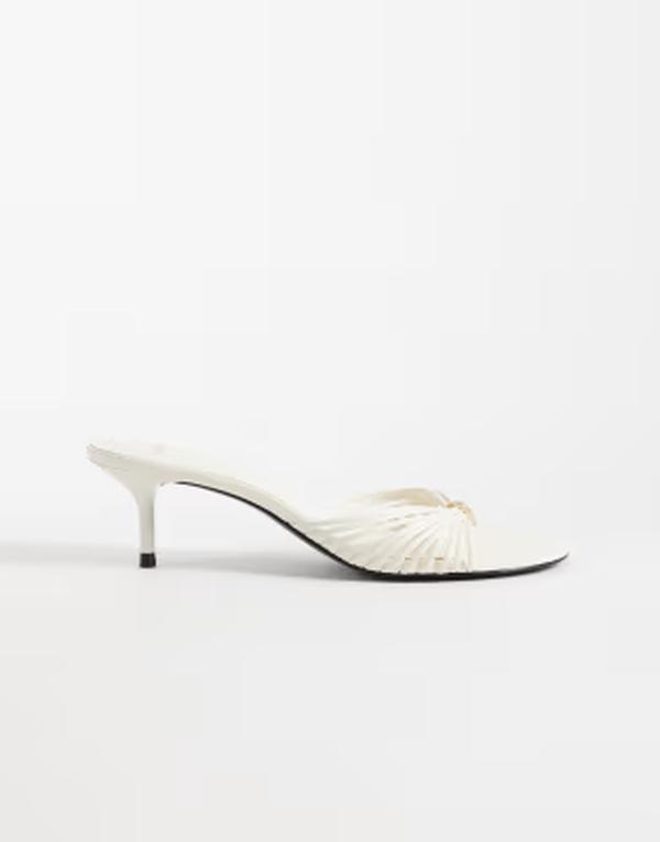 マンゴ レディース シューズ サンダル 踵 Mango strappy heeled sandals withardware detail WHITE 白いこと