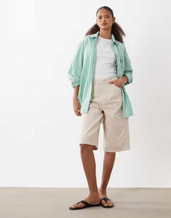 エイソス レディース ボトムス 二分の一ズボン下・さる股引き 遊撃手ズボン下 ASOS DESIGN baggy bermuda shorts ineutral NEUTRAL