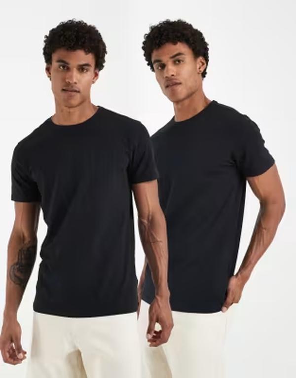 ブレンド メンズ トップス Tシャツ スリムフィット クルーネック コットン BLEND 2 pack cotton-rich slim fit crew neck T-shirts Black ブラック｜ReVida 店