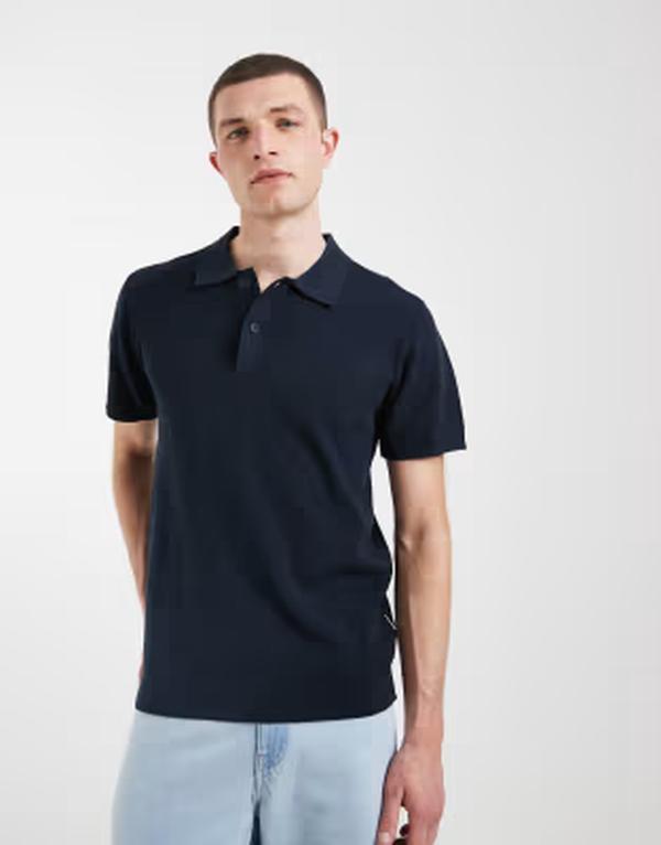 ブレンド メンズ トップス ポロシャツ レギュラーフィット コットン ニット BLEND 100% cotton regular fit knit polo NAVY ネイビー|ReVida 店