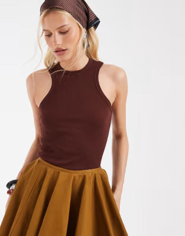 アンドアザーストーリーズ レディース トップス ティーシャツ 肋材 \u0026 Other Stories ribbed tank top インチ chocolate BROWN 赤銅色