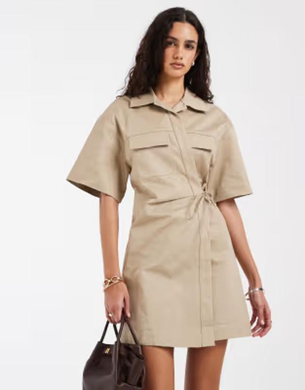 アンドアザーストーリーズ レディース トップス 衣装 ミニ 綿織物 \u0026 Other Stories cotton utility wrap mini dress BEIGE ベージュ
