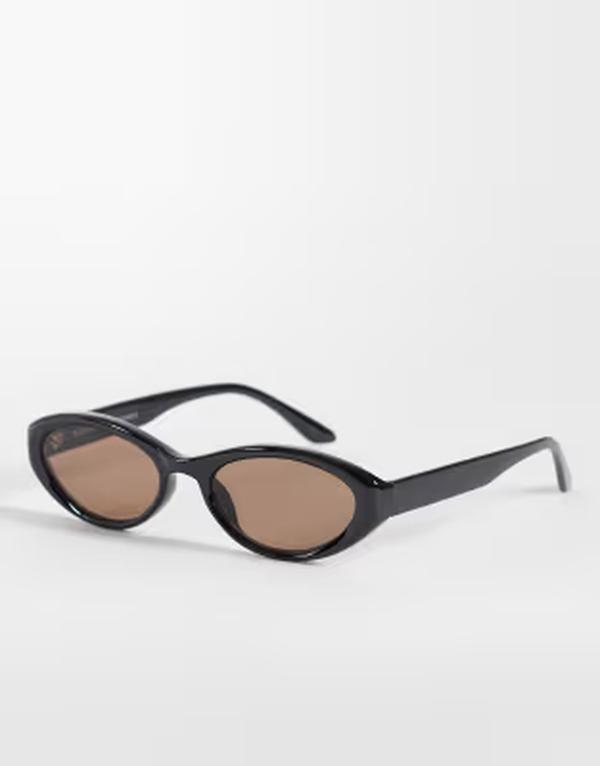 平日 レディース 付属物 サングラス・アイウェア Weekday chunky oval sunglasses with brown lens Black w brown lens 黒いこと