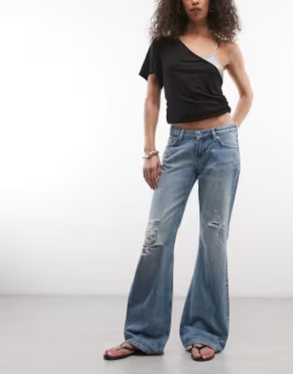 週日 レディース ボトムス ジーンズズボン下 デニム Weekday Nova lowaist slim flared jeans wash Captain blue 青碧