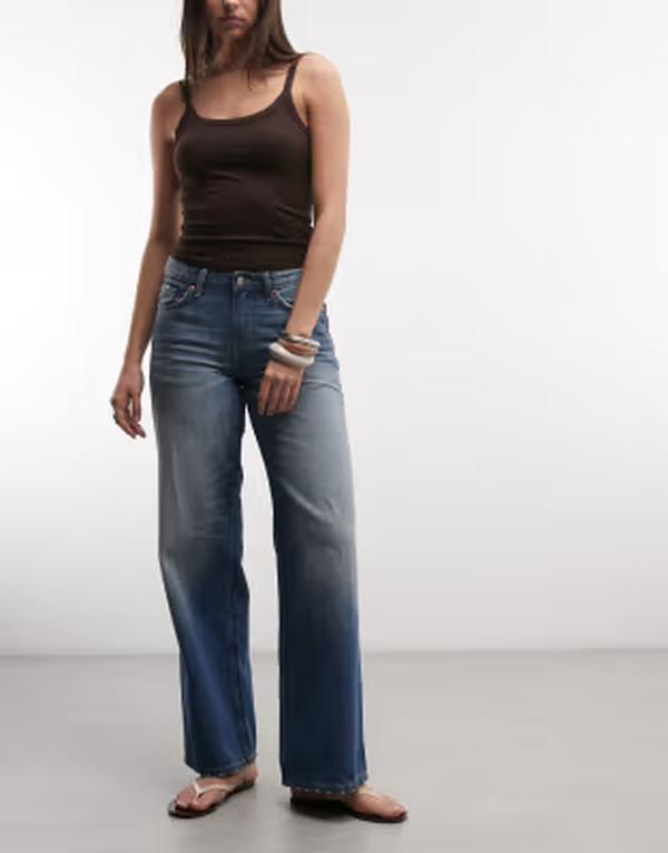 週日 レディース ボトムス ジーンズズボン下 ヴィンテージ ローライズ 対比 デニム Weekday Ample low rise baggy fit jeans インチ high contrast vintage style blue wash Saddle Blue 青碧