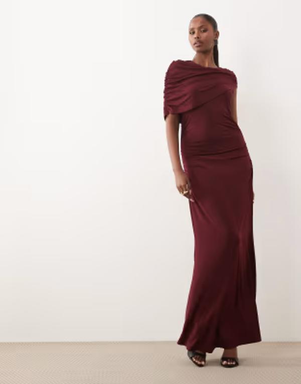 ヴェロモーダ レディース トップス 衣装 ケープ青写真 旗がしら ケープ プルオーバー マキシ Vero Moda cape detail jersey maxi dress Windsor wine ぶどう酒