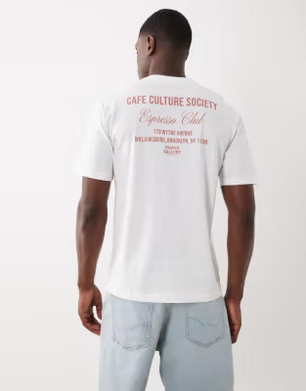 オンリーアンドサンズ メンズ トップス ティーシャツ 伸び伸びする相応う 刷り上げる ONLY \u0026 SONS relaxed fit-shirt with society back print B White CAF 白いこと