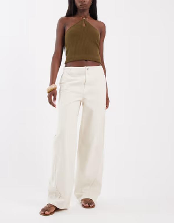 エイソス レディース ボトムス デニムパンツ ジーンズ ASOS DESIGN barreleg jeans with no waistband Off White オフホワイト｜ReVida 店 15,036円