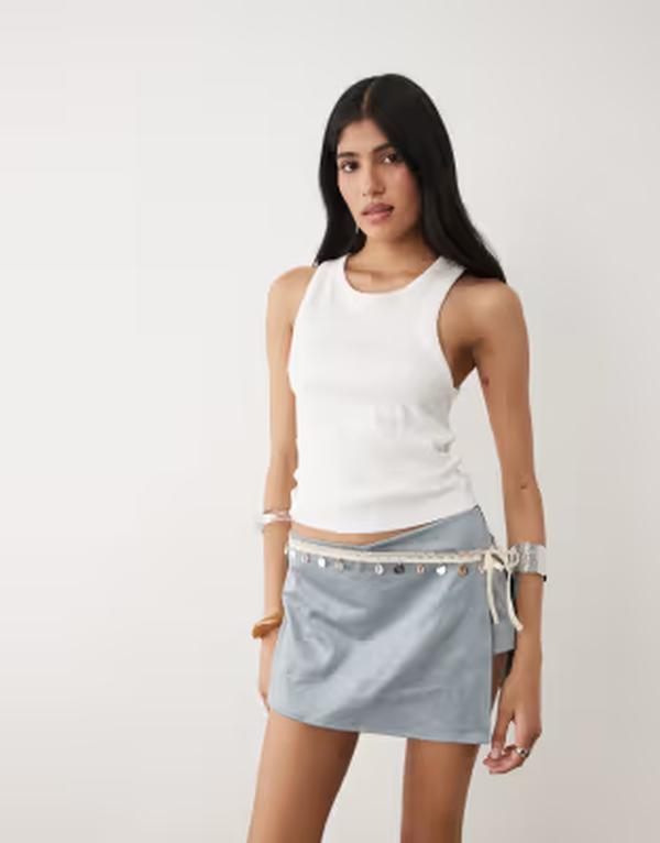 ジーメンス電話を掛ける レディース 下つ方スコート Motel Osiel shell detail skort インチ dusty blue 青碧