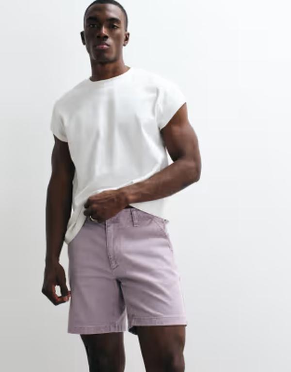エイソス メンズ ボトムス 二分の一ズボン下・さる股引き 遊撃手ズボン下 ASOS DESIGN shorter length slim shorts LIGHT PINK サクラ色