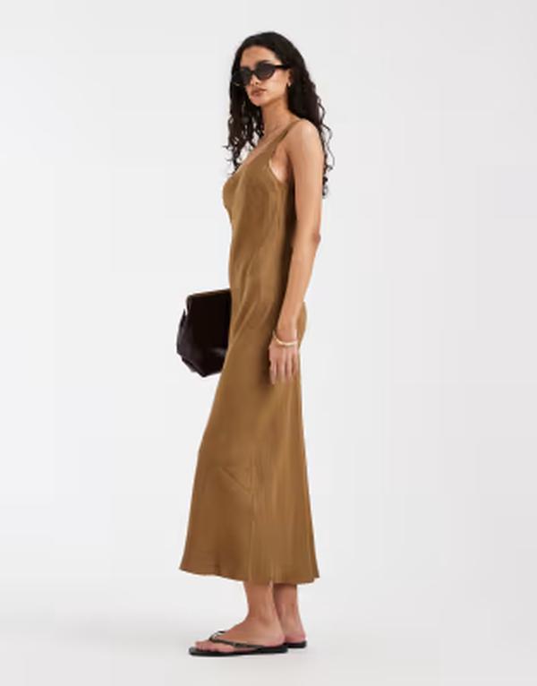 アンドアザーストーリーズ レディース トップス 衣装 リネン マキシ \u0026 Other Stories linen viscose maxi dress インチ soft BROWN 赤銅色