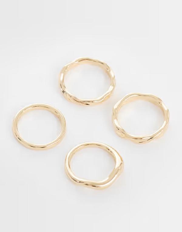 エイソス メンズ 佩び物 輪っか ASOS DESIGN 4 pack wavy ringOLD ゴールド