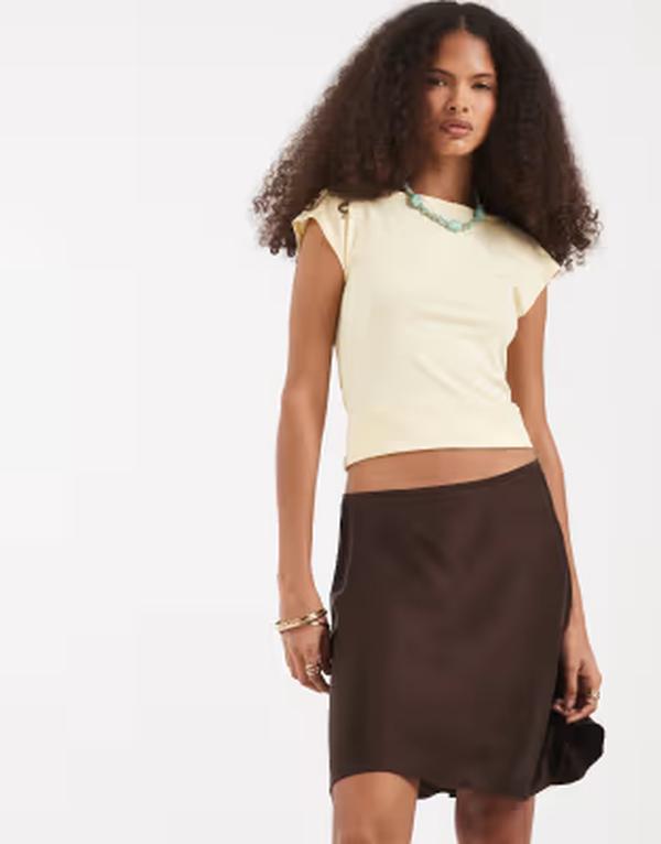 アンドアザーストーリーズ レディース 下つ方スコート ミニ \u0026 Other Stories bias cut viscose mini skirt インチ chocolate 黒茶