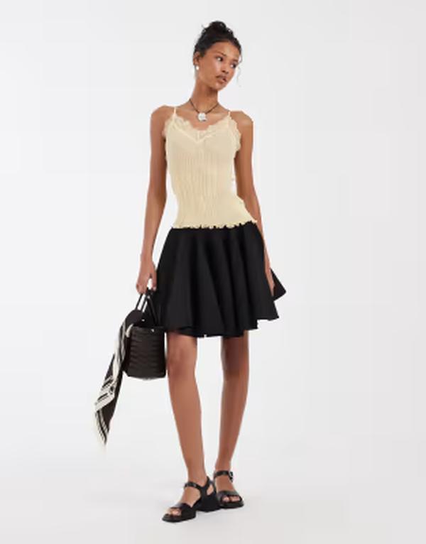 アンドアザーストーリーズ レディース トップス プルオーバー スピード競技 編み物 \u0026 Other Stories knit cami with lace neckline detail インチ light lemon YELLOW 黄色