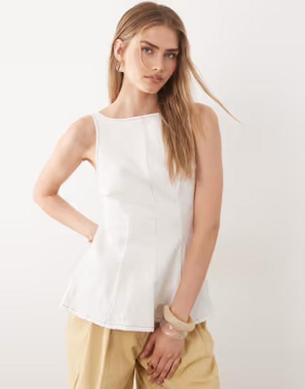 エイソス レディース トップス 貯蔵タンクいの一番 ジーンズ ASOS DESIGN bow back top インチ ecru denim Ecru エクリュ