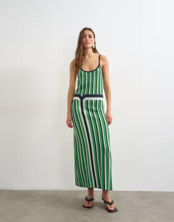 とっ始め販売店 レディース トップス 衣裳 編み物 マキシ Topshop knit stripe maxi dress and Multi マルチ色つや