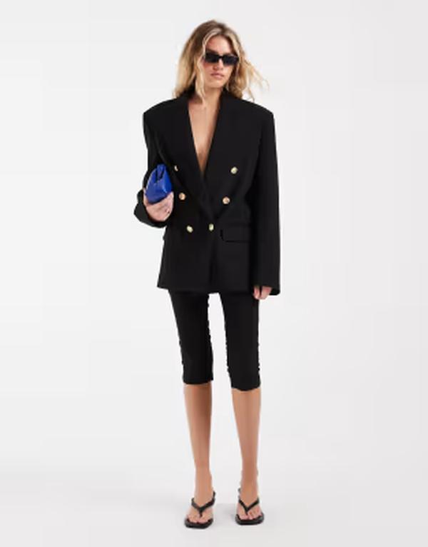 エイソス レディース アウター 上衣・上衣 スポーツジャケット ASOS DESIGN power shoulder double breasted blazer black 黒いこと